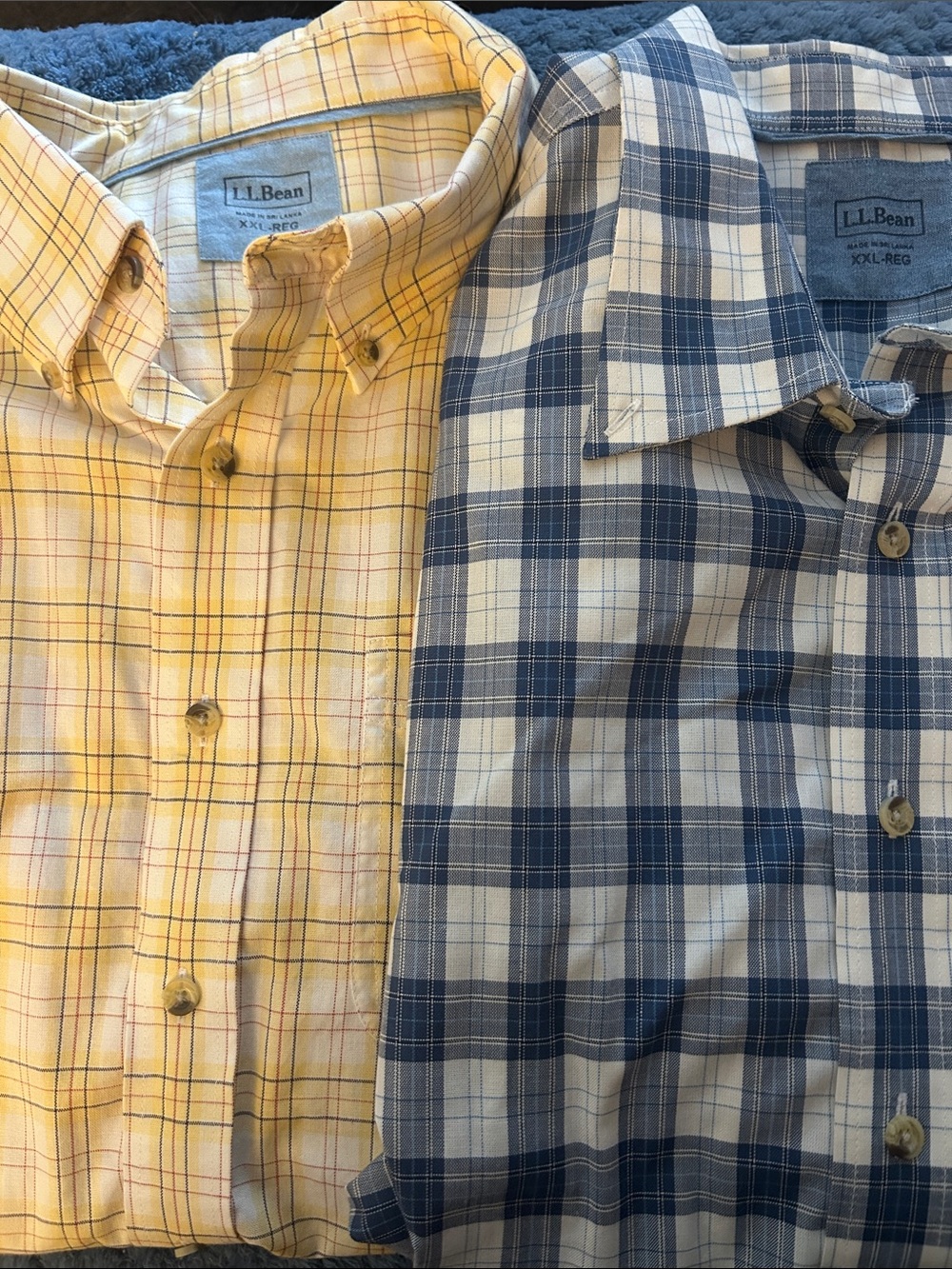 L.L. Bean Men’s Plaid Button-Down Shirts in Yellow and Blue